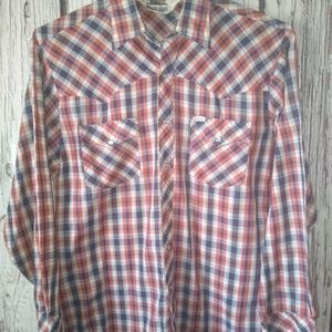 Vintage Plaid Live Ins Cowboy Western Wear S/S Pearl Snap Button Up Shirt 16-34